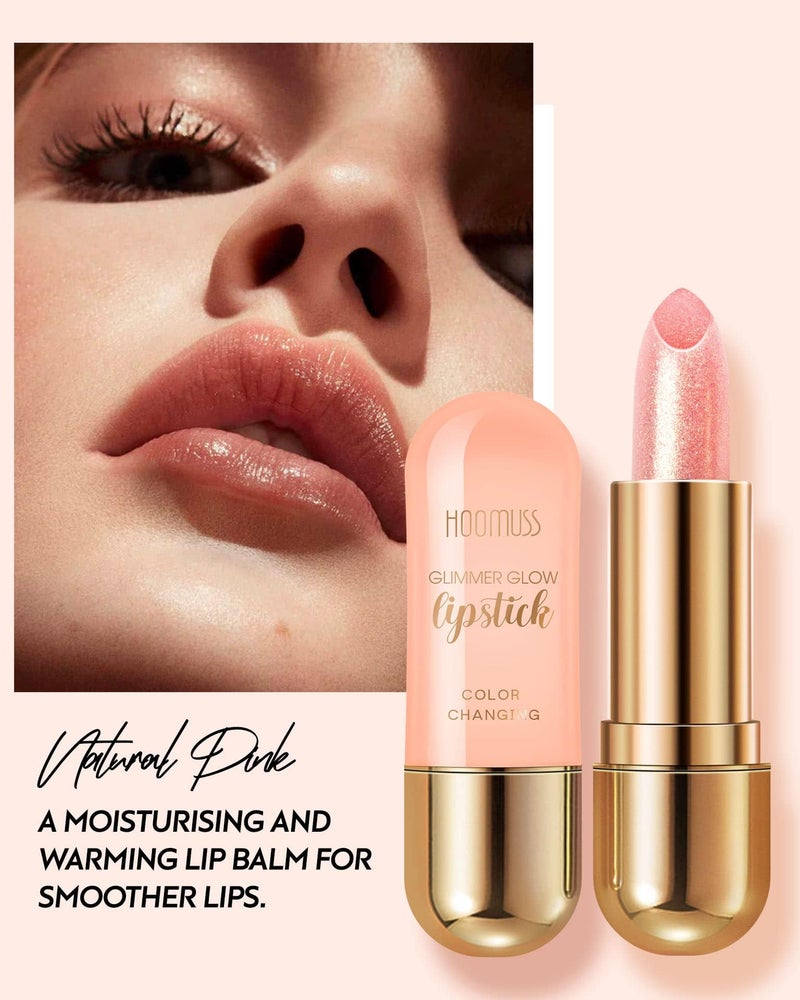 HOOMUSS Tinted Lip Balm Flower Lipstick Tinted Lip Gloss Long Lasting PH Lipsticks Color Changing Lipstick Natural Glitter Pink Lip Stick, Pink Flower - Image 3